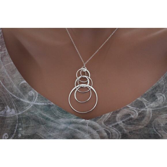 Sterling Silver Floating Six Circles Necklace - Picture 4 of 4